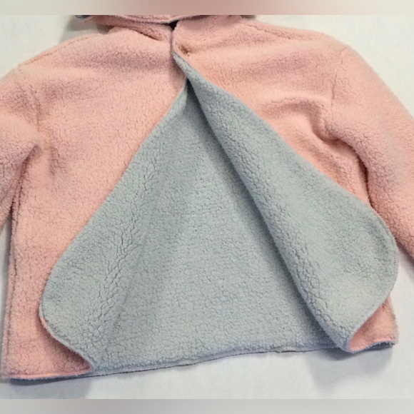Limited Too Girls Size 10 Pink and Gray Hooded Sherpa Jacket - Picture 3 of 5